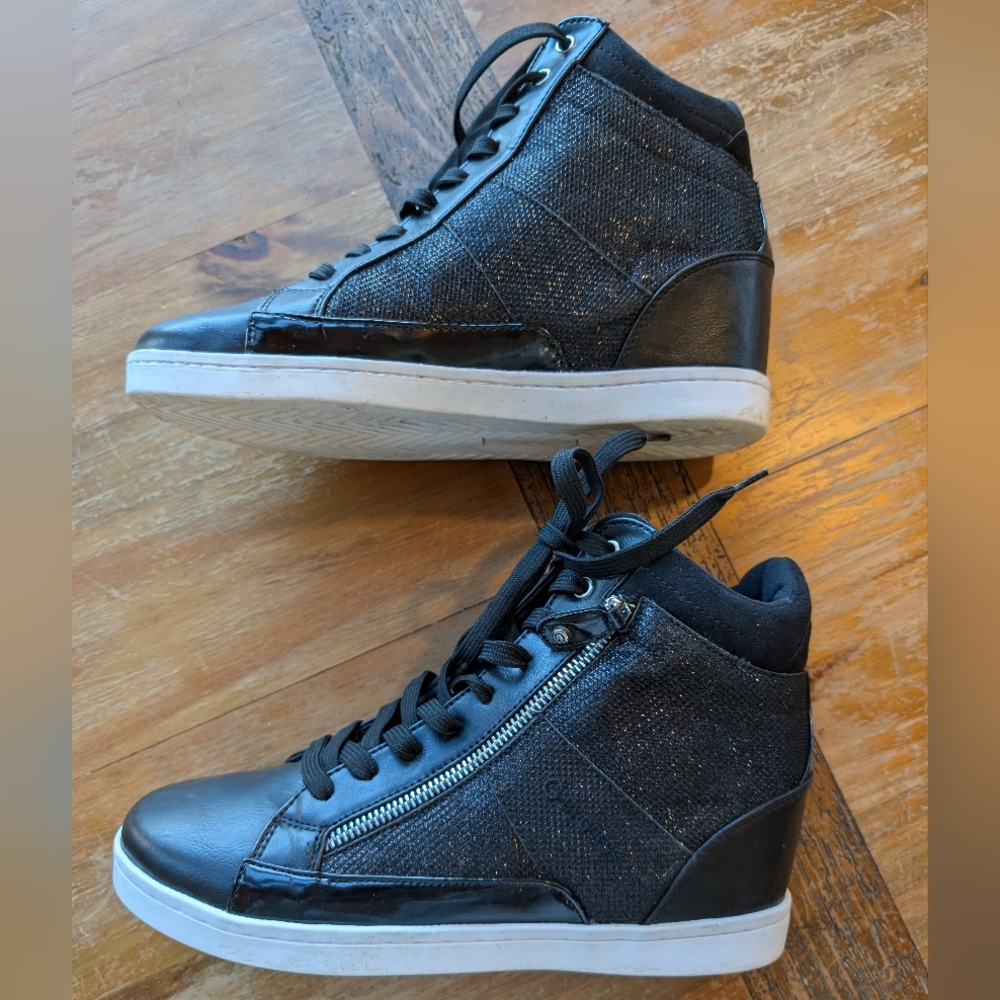 G By Guess Patent Black High Top Sneaker Size 11